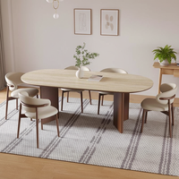 Table à manger ovale moderne en bois massif avec 6 chaises pour restaurant et maison