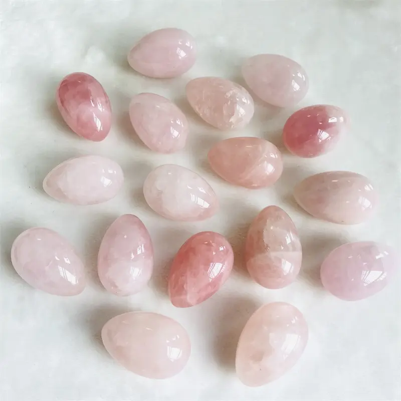 도매 사용자 정의 크리스탈 요니 계란 세트 핑크 천연 크리스탈 로즈 쿼츠 요니 계란 여성용