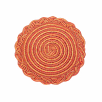 Napperon de table en polyester et coton tressé, diamètre 300 mm, rayé orange automne, tissé, antidérapant, isolant thermique, vente en gros