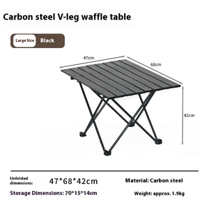 طاولة معدنية قابلة للطي محمولة للتخييم والنزهات من روايدا، مصنوعة من الفولاذ الكربوني، بقاعدة على شكل حرف V لشخصين، سهلة الاستخدام - Product Image 4