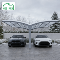 HESIWEI Abri de voiture extérieur en aluminium et polycarbonate de qualité, auvent papillon robuste et résistant, style simple, garage pour voiture