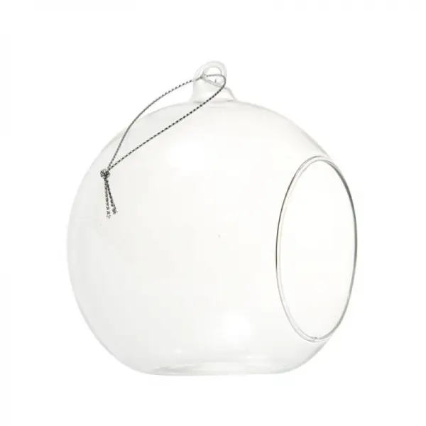 Candelabro de esfera de cristal colgante personalizado, soporte de vela redondo de bola de vidrio, venta al por mayor