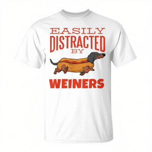 Camiseta con estampado de hot dog de Weiners Dachshund que te distrae fácilmente - Product Image 1