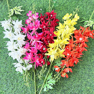 Guirlandes de fleurs artificielles Cattleya en soie, faites à la main, décoration de mariage, ornement de maison, accessoire de photographie, multicolores, longues tiges - Product Image 3