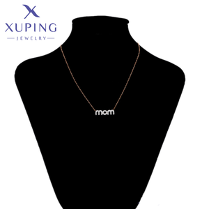 A00902942Xuping joyería al por mayor moda Simple diamante conjunto letras oro rosa collar de acero inoxidable - Product Image 1