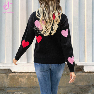Loveda เสื้อสเวตเตอร์ถักแบบสวมหัวสำหรับผู้หญิง, เสื้อสเวตเตอร์คอกลมลายหัวใจลูกพีชขนาดเล็กสำหรับฤดูใบไม้ร่วงและฤดูหนาว - Product Image 3