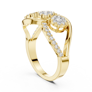 Anillo de Diamantes Dorado Brillante para Mujer, Elegante Joyería de Compromiso y Boda, Regalo Moderno para Uso Diario - Product Image 4