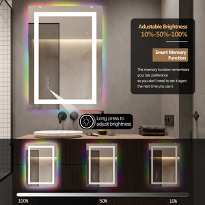 Led gương Dimmable chống sương mù phía trước và RGB Backlit thắp sáng hình chữ nhật gương với CE - Product Image 2
