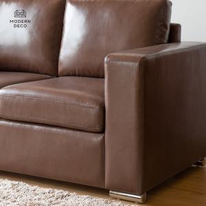 أريكة جديدة بتصميم مخصص لشخصين من الجلد الصناعي لغرفة المعيشة عالية الجودة من البولي يوريثان باللون البني - Product Image 5