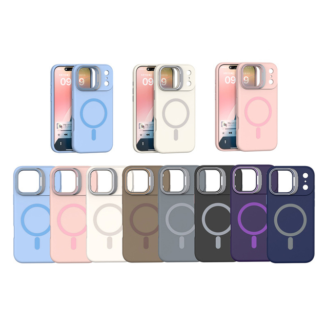 Magnetic Charging Camera Stander Silicone Rubber Microfiber Lining Cushion Phone Case for iPhone 17 Air 17 Pro 17 17 Pro Max