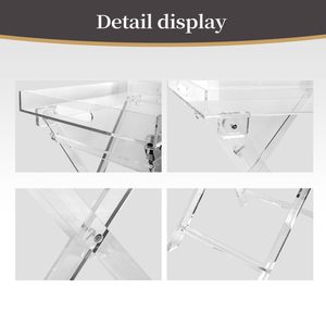 Table pliante en acrylique, plateau carré, plateau à boissons, petite table en acrylique transparente, table de service pour la cuisine et le bar, pour le salon - Product Image 3