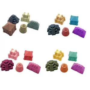 New Coming Patent Food Grade 5 Silicone Castle Sand Molds Beach Toy Set For Kids Promotion Gift Summer Fun
