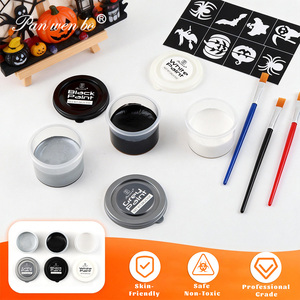 Peinture pour le visage et le corps pour enfants, non toxique, <span class=keywords><strong>facile</strong></span> à laver, 3 couleurs, 3 pinceaux, à base d'eau, UV néon, ensemble de peinture pour Halloween, cosplay, effets spéciaux, art - Product Image 5