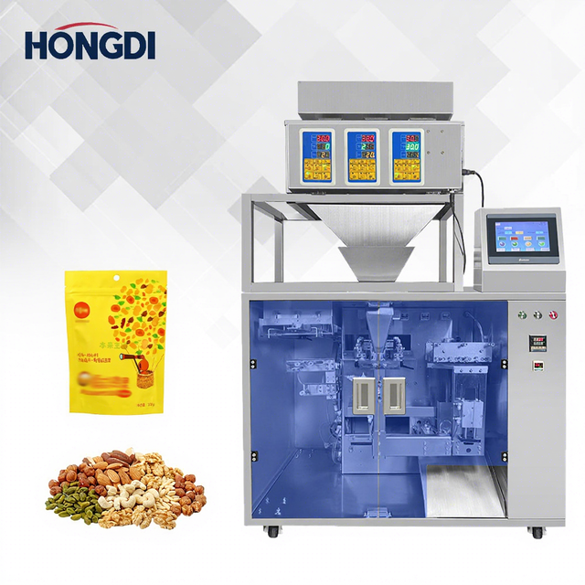 High-Efficiency Triple-Head Weighing Premade Pouch Granule Packing Machine for Food and Snack Production Lines