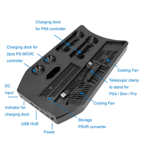 PSVR kontrolörleri ve <span class=keywords><strong>PS4</strong></span> kontrolörleri depolama için KJH çok fonksiyonlu şarj standı <span class=keywords><strong>PS4</strong></span>/<span class=keywords><strong>PS4</strong></span> Pro/<span class=keywords><strong>PS4</strong></span> ince konsol ile uyumlu - Product Image 3