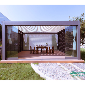 Gazebo eléctrico de bloque UV personalizado, pérgola con sistema de Control remoto, impermeable, de aluminio, con <span class=keywords><strong>persianas</strong></span> LED - Product Image 6