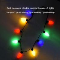 Collier de Noël LED lumineux avec 9 ampoules géantes à 9 LED, 3 modes d'éclairage, à piles, pour fête des pulls moches, défilé de Noël et déguisement lumineux