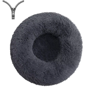 Petit lit pour chien anti-anxiété lavable moelleux en peluche circulaire beignet canapé pour chiot ou chaton lit apaisant pour animaux de compagnie pour chiens et chats - Product Image 1
