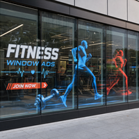 Écran LED transparent haute transparence pour vitrine de salle de sport, affichage LED sur verre