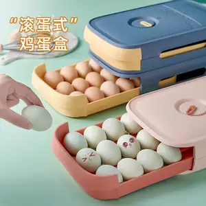 Nueva caja de almacenamiento de huevos tipo cajón de plástico reutilizable refrigerador de cocina bandeja apilable caja de almacenamiento de huevos