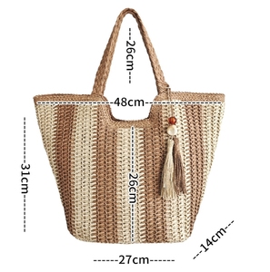 Grand Sac à Bandoulière en Crochet de Grande Capacité, Fourre-tout Tressé de Luxe Fait Main pour <span class=keywords><strong>Femme</strong></span>, Tendance Été, Idéal Plage et Vacances, Fermeture Éclair Décontractée - Product Image 3