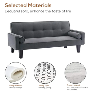 Canapé-lit multifonctionnel en tissu réglable à 3 angles, canapé-lit paresseux pour le bureau, le salon, convertible en lit - Product Image 4