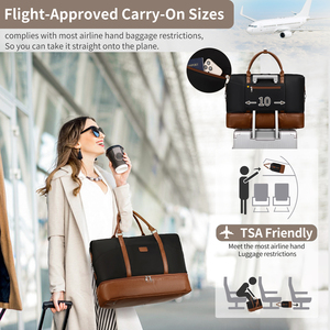 Ensemble <span class=keywords><strong>de</strong></span> 3 sacs <span class=keywords><strong>de</strong></span> <span class=keywords><strong>voyage</strong></span> pour femme : sac <span class=keywords><strong>de</strong></span> week-end, sac <span class=keywords><strong>de</strong></span> nuit, sac fourre-tout avec <span class=keywords><strong>trousse</strong></span> <span class=keywords><strong>de</strong></span> <span class=keywords><strong>toilette</strong></span> bandoulière en toile et cuir PU, bagage cabine 14 pouces - Product Image 5
