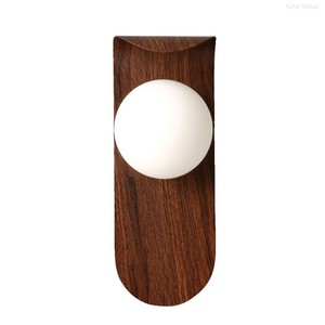 Lámpara de Pared Moderna e Innovadora con Pantalla de Vidrio, Madera, Luz Blanca Cálida, E27 LED, para Dormitorio, Interior del Hogar - Product Image 6