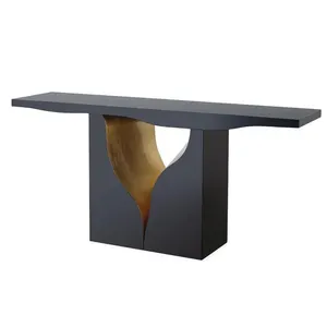 โต๊ะคอนโซลสีขาวทองหรูหราราราคาประหยัดสไตล์อิตาลีทาสีบนโต๊ะกาแฟขนาดเล็กหินอ่อนกระจก