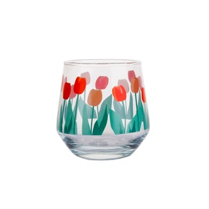 Elegante tazza di vetro stampata <span class=keywords><strong>a</strong></span> <span class=keywords><strong>tulipano</strong></span> per bere tè e succo - Product Image 1