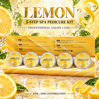 Kit de Pédicure Citron en Gros 5 Étapes en 1 Ensemble, Kit de Traitement Exfoliant pour les Pieds au Collagène, Arôme Agrumes Rafraîchissant, Boîte Personnalisée
