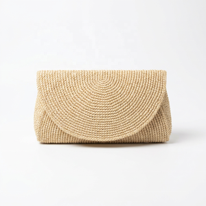 Bolso de Mano Tipo Clutch de Rafia Tejida Estilo Bohemio para Mujer, Bolso Cruzado Ligero para Vacaciones de Verano - Product Image 4