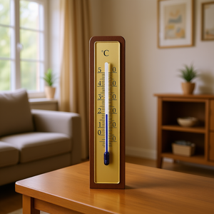 เทอร์โมมิเตอร์วัดอุณหภูมิห้องทีเอฟเอ ดอสท์มันน์ วอลนัท 10 ชิ้น วัดอุณหภูมิภายในอาคารแบบเซลเซียส - Product Image 3