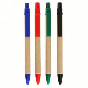 Stylo bille multifonctionnel promotionnel en papier kraft écologique, recyclable, avec logo personnalisé, faible MOQ, pointe 1,0 mm, multicolore - Product Image 1