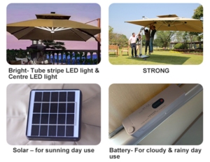 Paraguas de <span class=keywords><strong>patio</strong></span> Led solar de alta calidad Sombrilla para exteriores Paraguas romano grande - Product Image 3