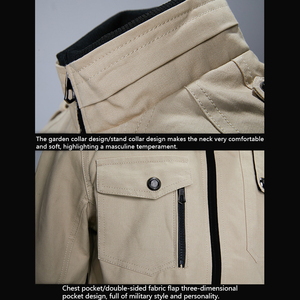 IStapromo Gifts Veste décontractée pour homme en coton et nylon écologique matelassée à col montant, mode automne-hiver, fermeture éclair, coupe ample - Product Image 3