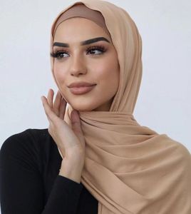 Vente en gros châle en jersey de haute qualité hijabs en jersey uni doux et extensible hijab en jersey musulman écharpes pour femmes tudung - Product Image 4