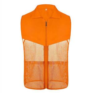 Chaleco de malla transpirable con cuello para verano, naranja, poliéster, para trabajo, deportes al aire libre - Product Image 1