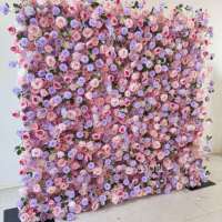 Mur de fleurs artificielles carré 2,4 m x 2,4 m en roses de soie, support de décoration de plafond pour mariage, fait main, léger, design écologique pour événements