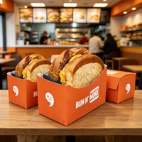 Conteneur alimentaire jetable biodégradable pliable personnalisé OEM, boîte à hamburger en papier, plateau à pain grillé, plateau à sandwich, plateau à beignets