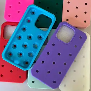 DIY魅力孔硅胶防水防震防摔盖手机外壳适用于iPhone 15 Pro Max 14 Plus软橡胶后盖