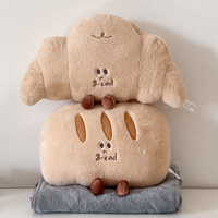 Coussin et couverture en peluche 2-en-1 personnalisés en forme de pain/biscuit, doux, avec couverture décorative, pour cadeau