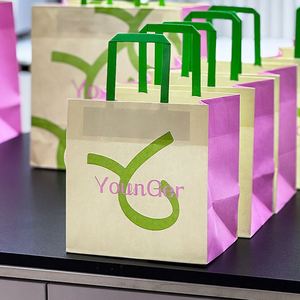 Sacs en papier kraft avec logo personnalisé pour boulangerie, café, plats à emporter, emballage écologique durable avec poignée - Product Image 4