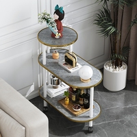 Meuble d'appoint minimaliste moderne pour petit espace domestique, table à thé portable, support à café, structure en fer, plateau en marbre pour salon, design simple