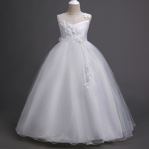 Robe de mariée de style coréen pour fille, robe de soirée élégante pour enfant, robe longue élégante de couleur violette avec des fleurs - Product Image 5