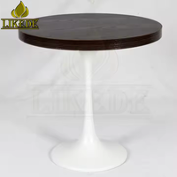 Table de salle à manger ronde moderne avec base en métal tulipe et dessus en contreplaqué pour meubles de maison de restaurant de salon
