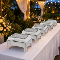 Nouveau design Réchaud de buffet 6L en acier inoxydable doré et blanc, chauffage à l'alcool, longue durée de vie, contrôle manuel de la température