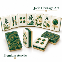 Jeu de tuiles de Mahjong américain avec motifs floraux en jade, idéal pour les soirées de jeu en famille, cadeau, vente au détail et personnalisation de marque