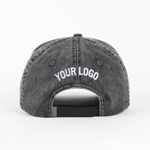 OEM <span class=keywords><strong>5</strong></span>-<span class=keywords><strong>Panel</strong></span> Gebogene Wildleder-Krempe Hochwertige 3D-Stickerei Patch-Logo Distressed Hut Jeans Baseballkappe mit Metallschnalle - Product Image 3