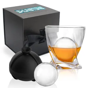 Hot Selling Unbreakable Crystal Twisted Whiskey Glasses Silicone Ball Mold Ice Mold Personalized Gifts For Men